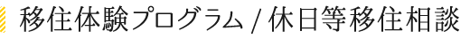 移住体験プログラム/休日等移住相談